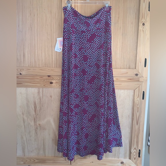 LulaRoe NWT Purple Hearts modest foldover waist maxi skirt size M - Picture 2 of 3